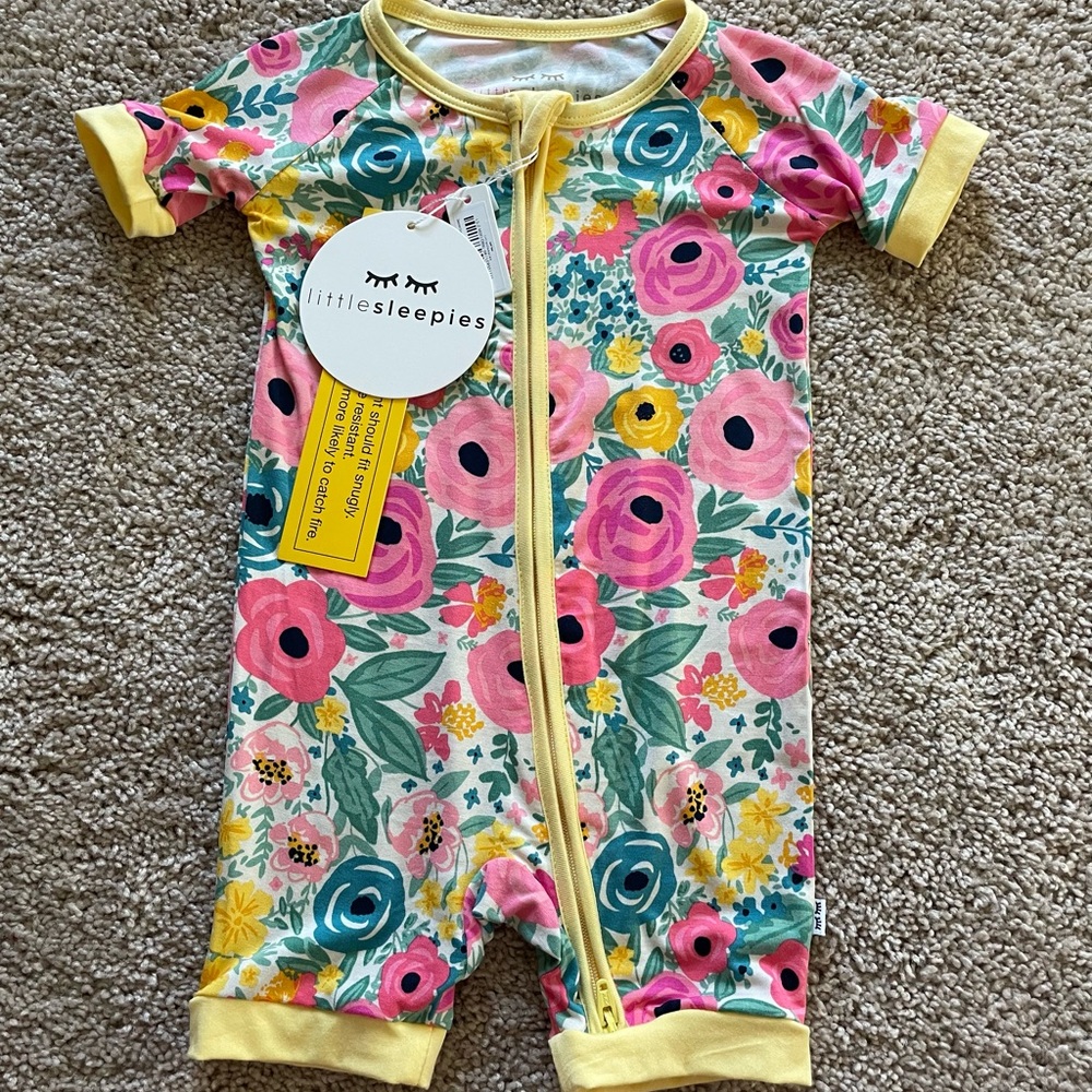 Little Sleepies OG Secret Garden Zippy CONVERTED to Shorty, 6-12, NWT